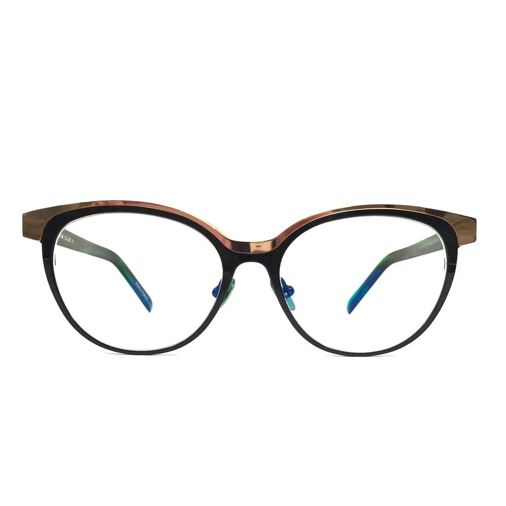 Tom Davies Eyeglasses Frames TD740 Col. 2215 Black Green Rose Gold 51-15-140